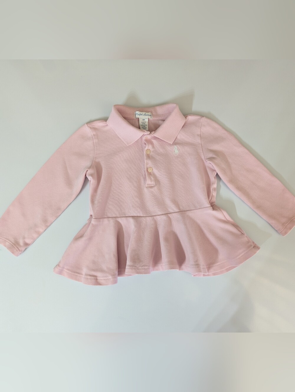 Polo Ralph Lauren Long-sleeve Peplum Polo Shirt Size 18 months